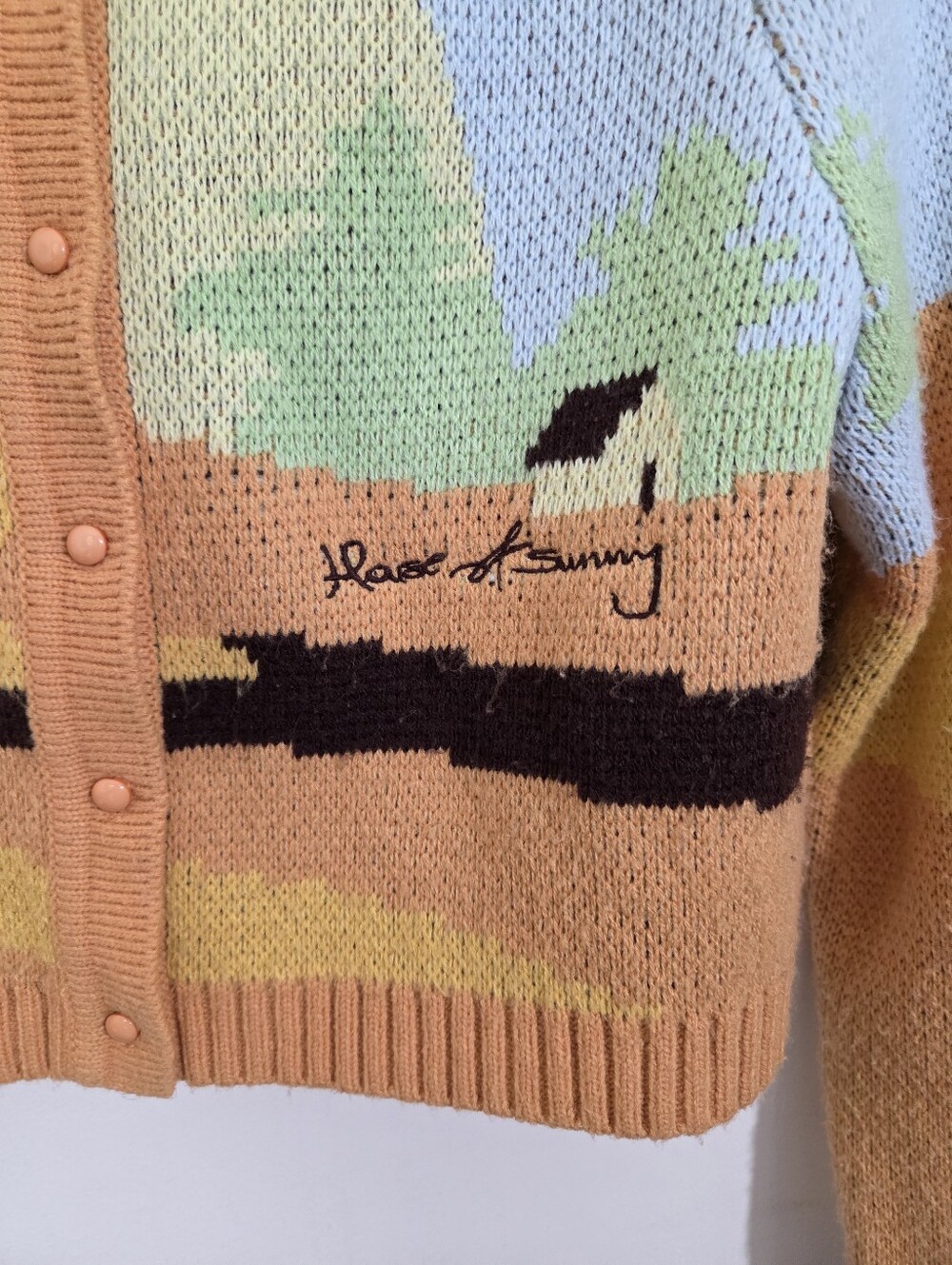 House of Sunny Daybreak Cardigan Sweater Retro Boho Size 10 US Sunrise Colorful - Picture 2 of 9